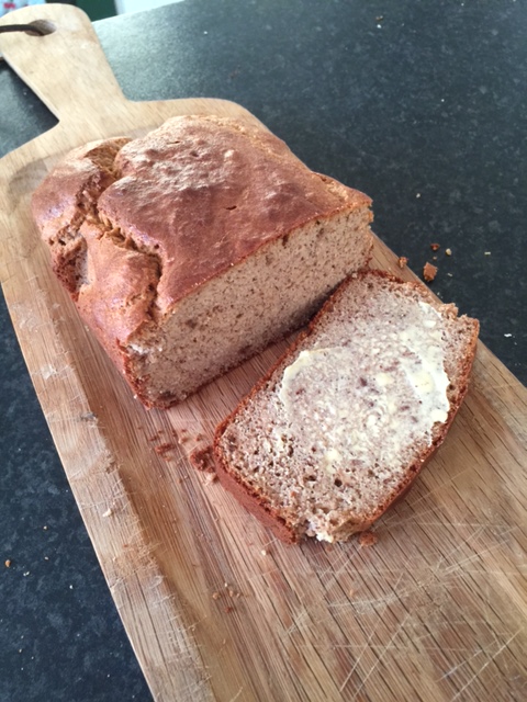Wheat free bread made with flaxseeds, almond butter and coconut flour